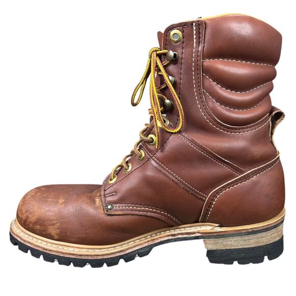 Vintage Carolina Men’s Brown Leather Logger Work Boots Size US 9 main image 5